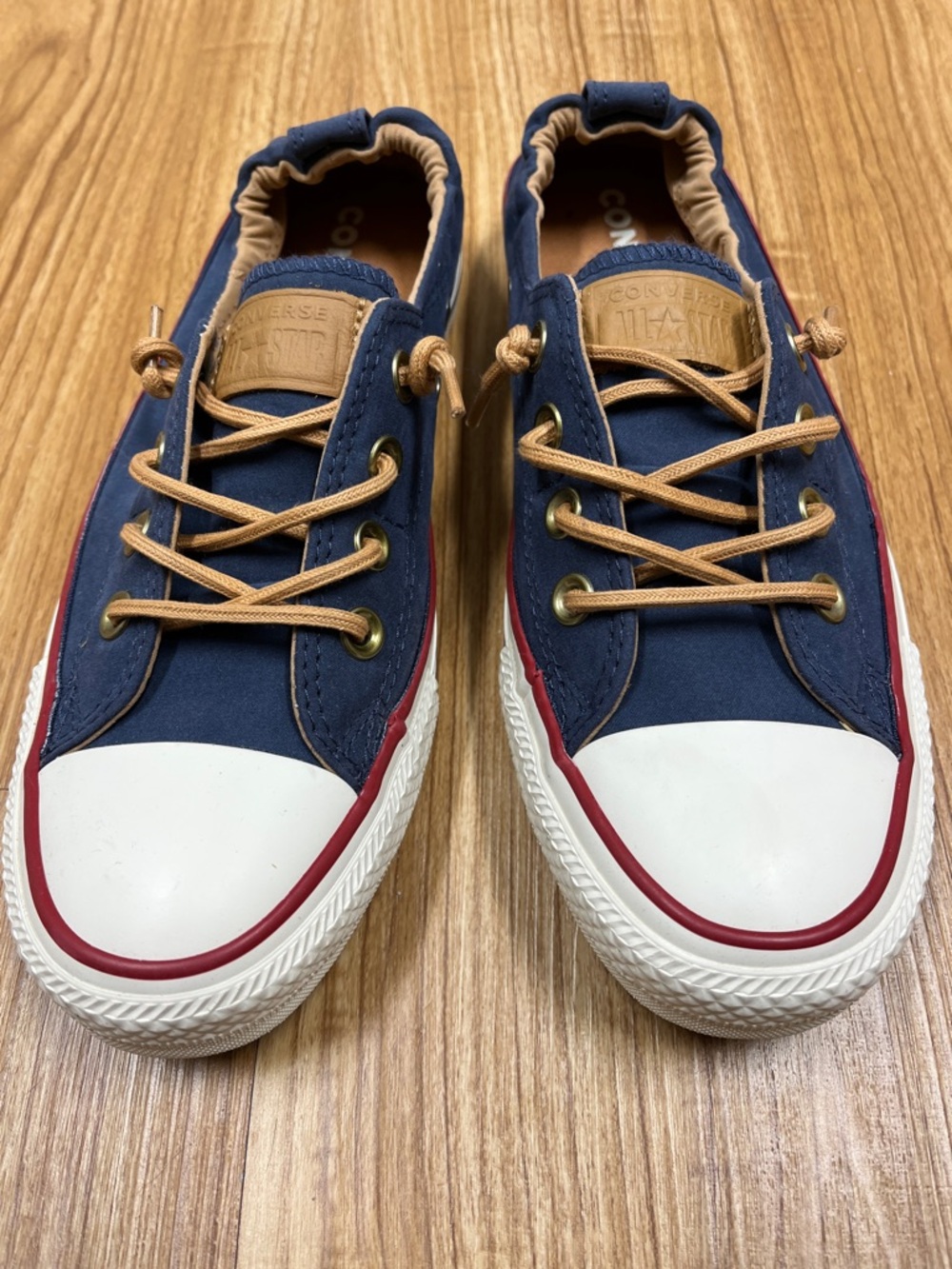 Converse Navy Canvas Low Top Sneakers Women’s 7.5 Shoreline NWOT - Picture 2 of 7